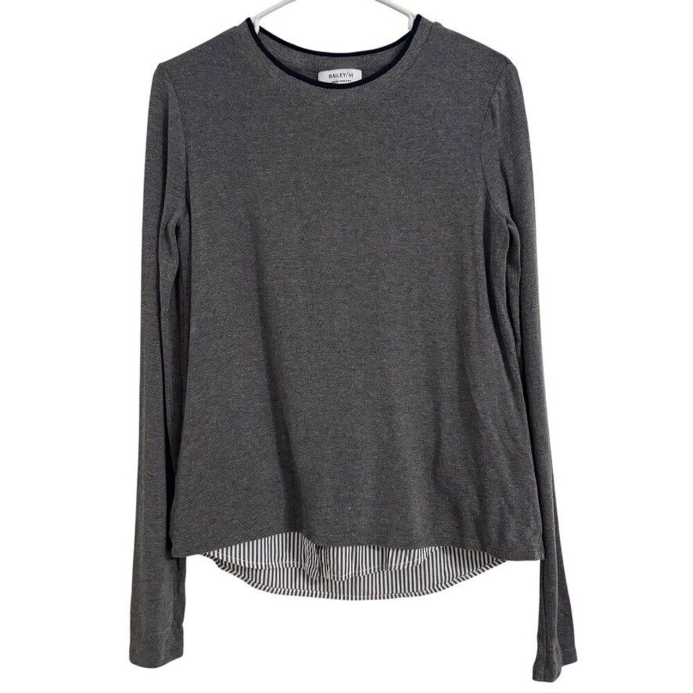 BAILEY 44 Womens Sz MEDIUM Manchester Gray Crew Neck Sweater Shirttail Hem Layer